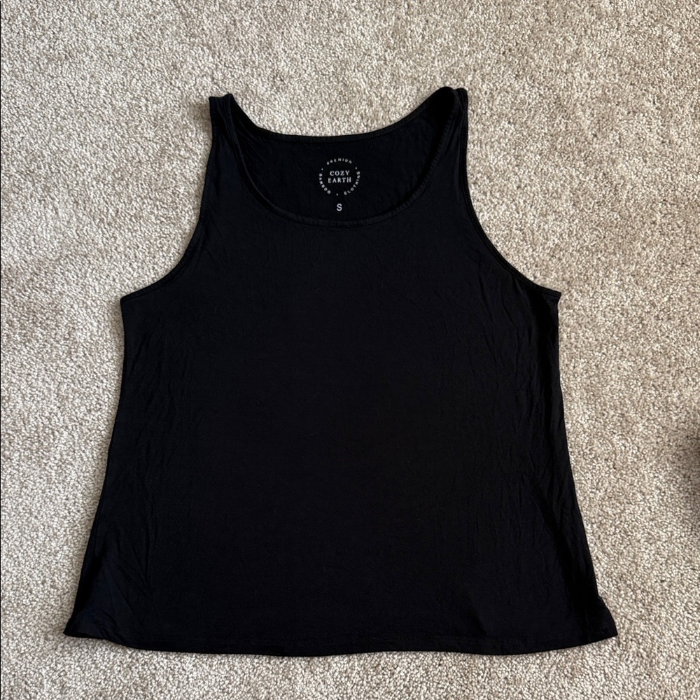 Cozy Earth Bamboo Stretch Lounge Pajama Tank Top Black